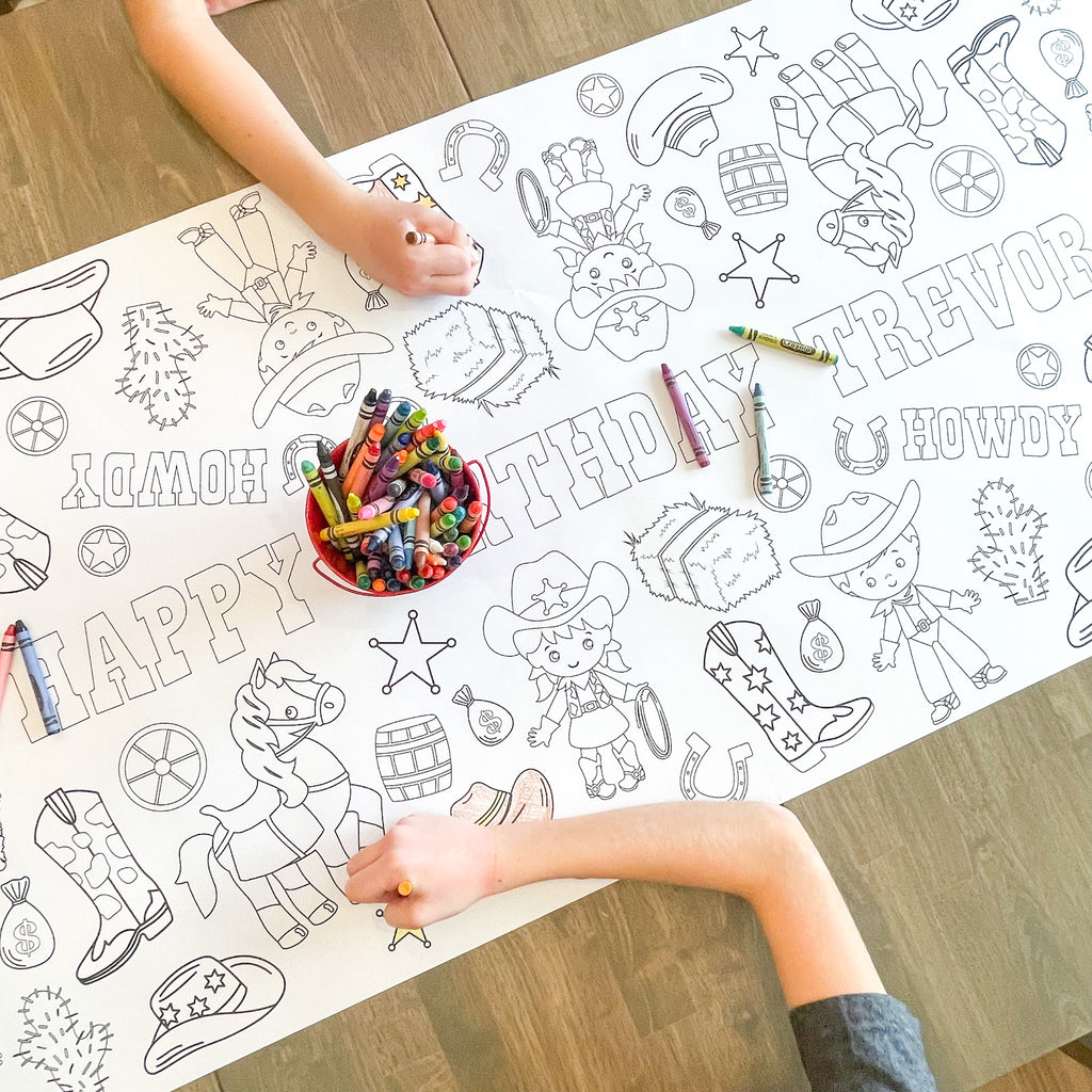 Cowboy Coloring Table Runner| Cowboy Party