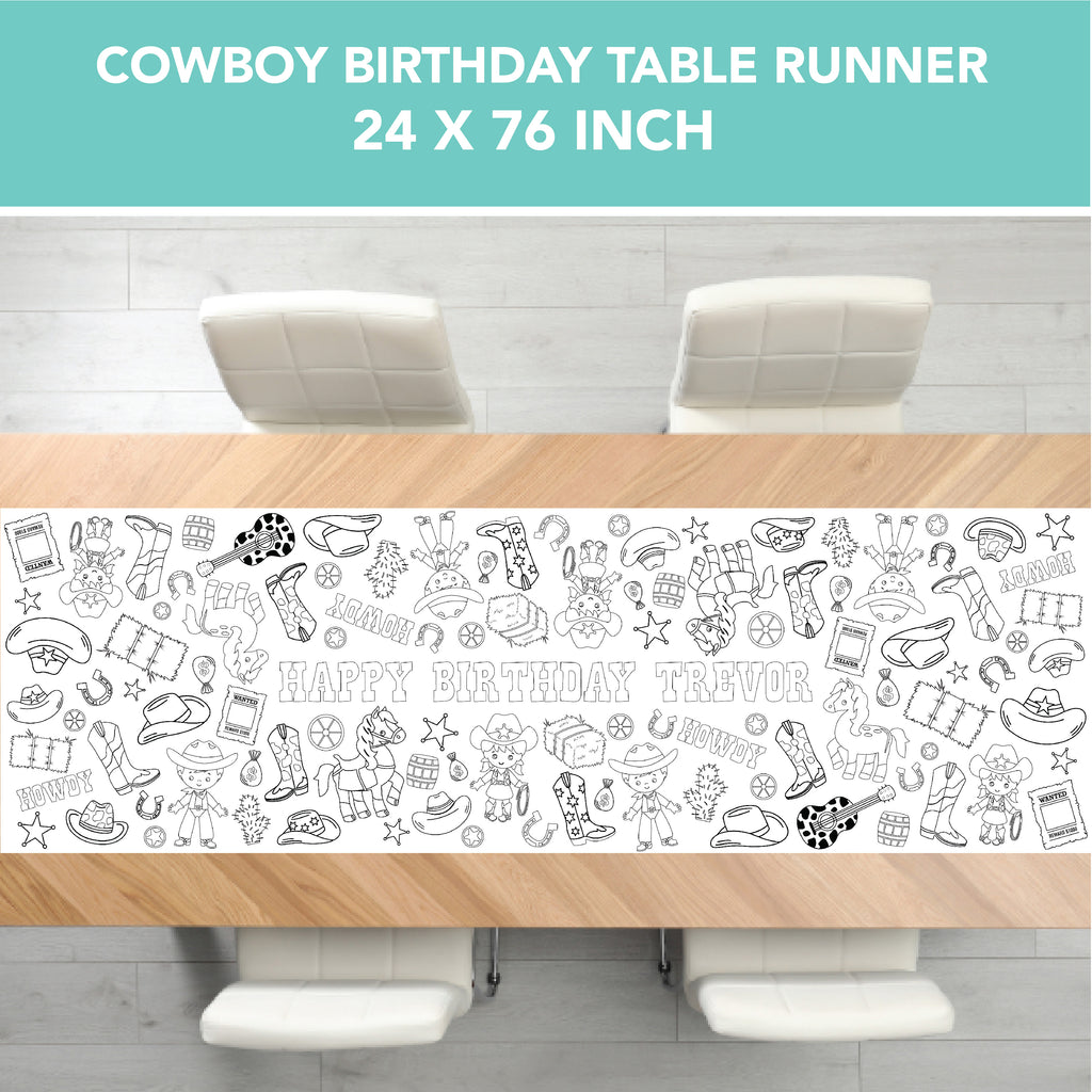 Cowboy Coloring Table Runner| Cowboy Party
