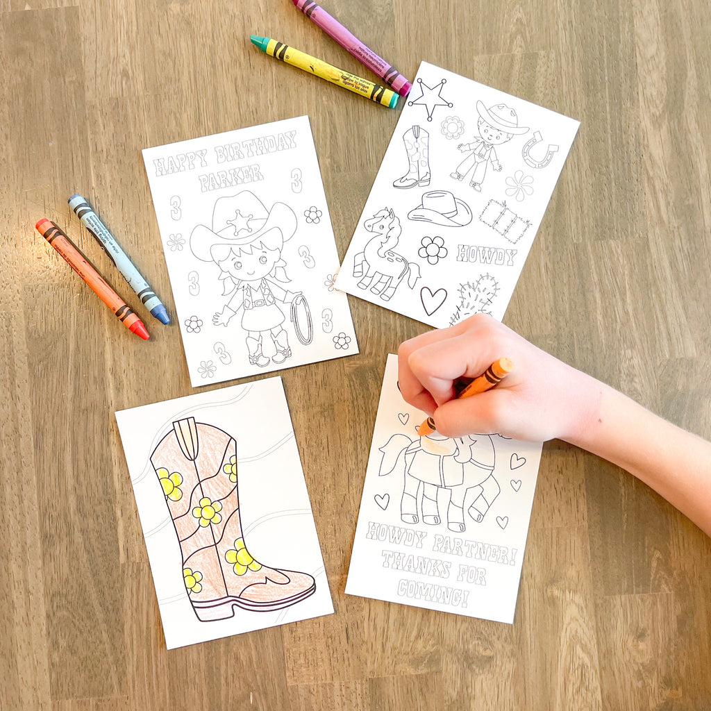 Personalized Cowgirl Coloring Party Favor| Cowgirl Party