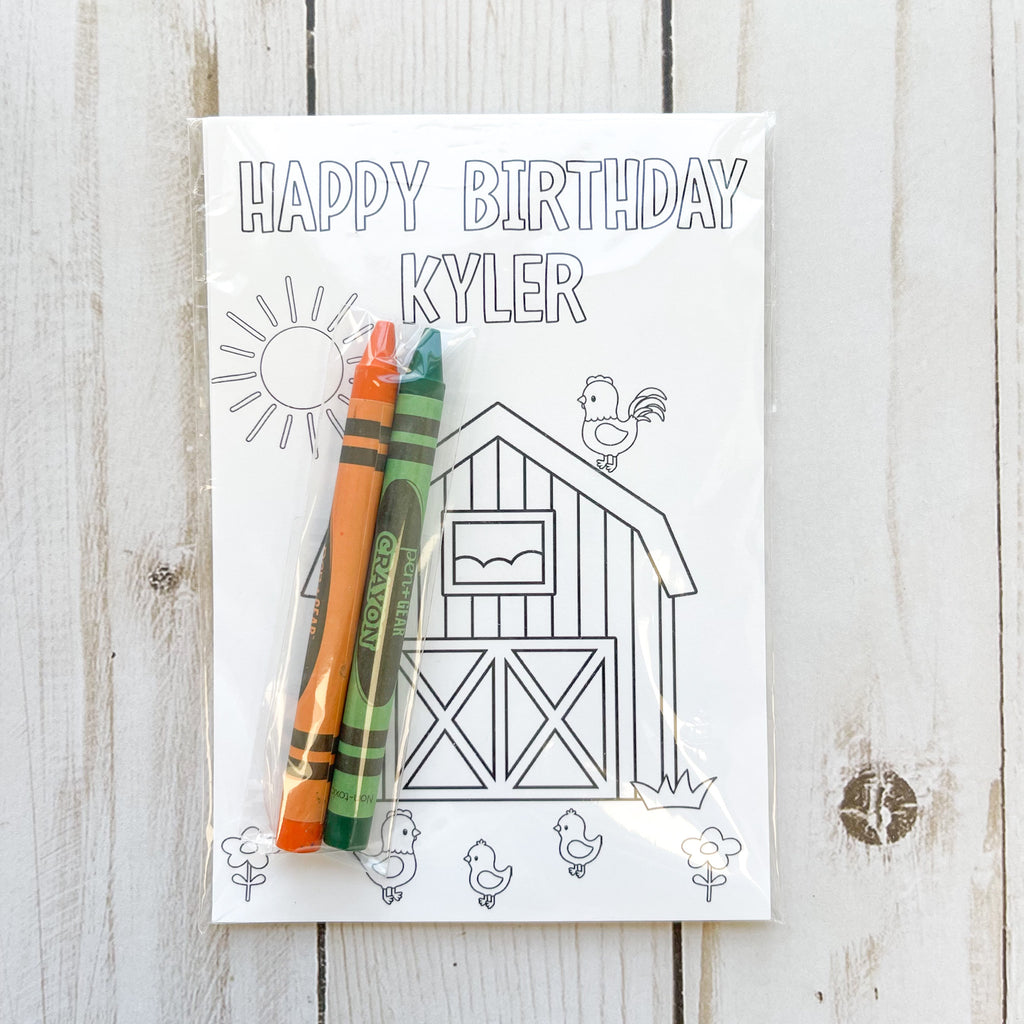 Personalized Farm Coloring Party Favors| Farm Party