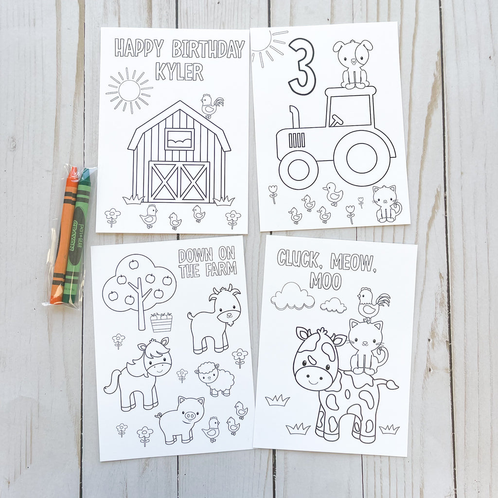 Personalized Farm Coloring Party Favors| Farm Party