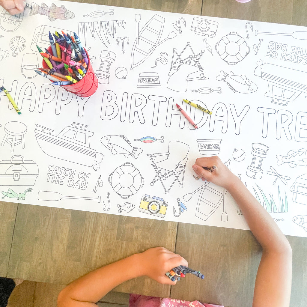 Fishing Coloring Table Runner| Fishing Party