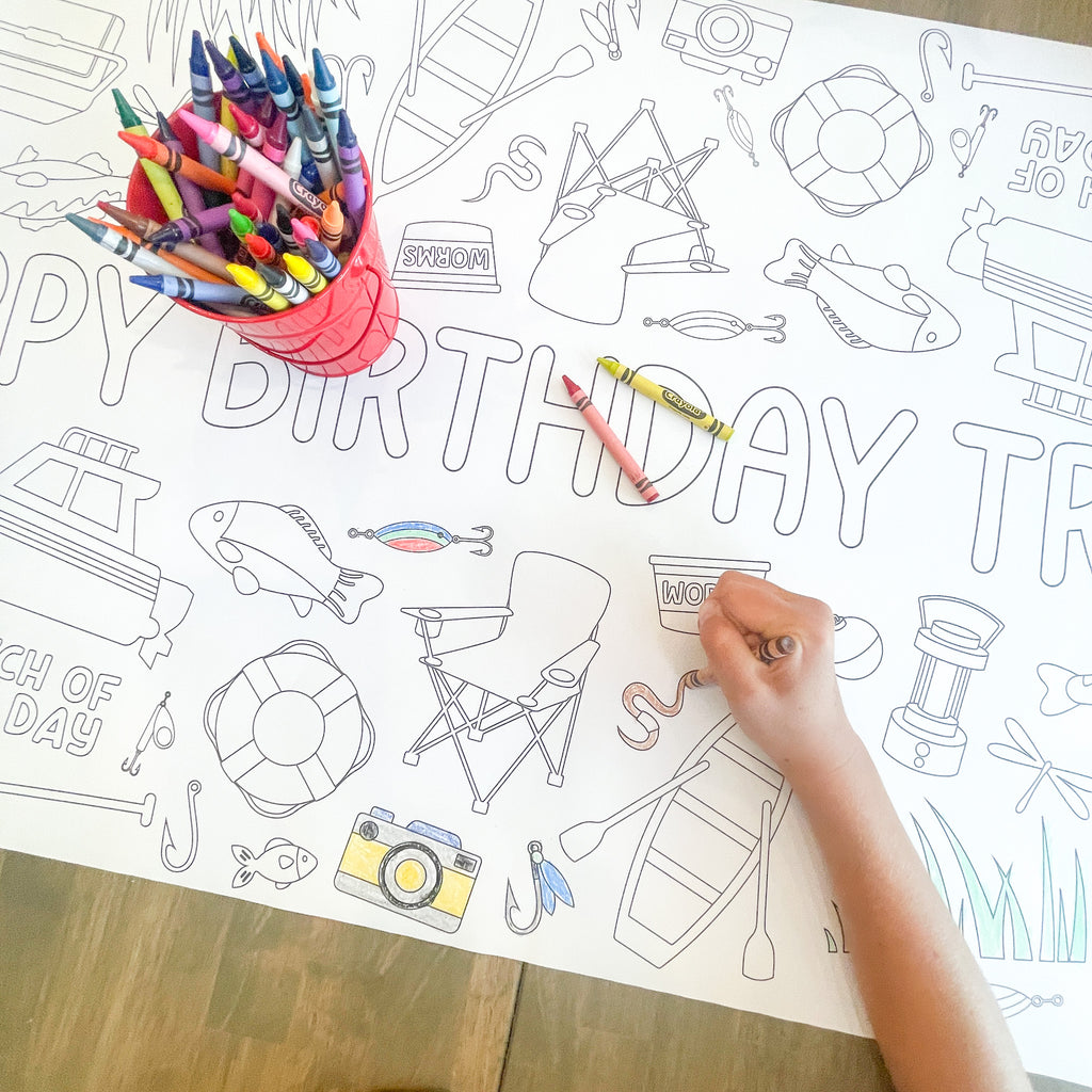 Fishing Coloring Table Runner| Fishing Party