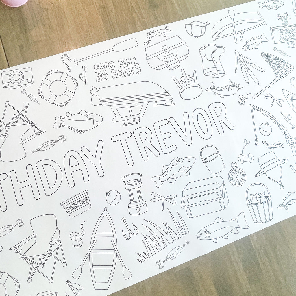 Fishing Coloring Table Runner| Fishing Party