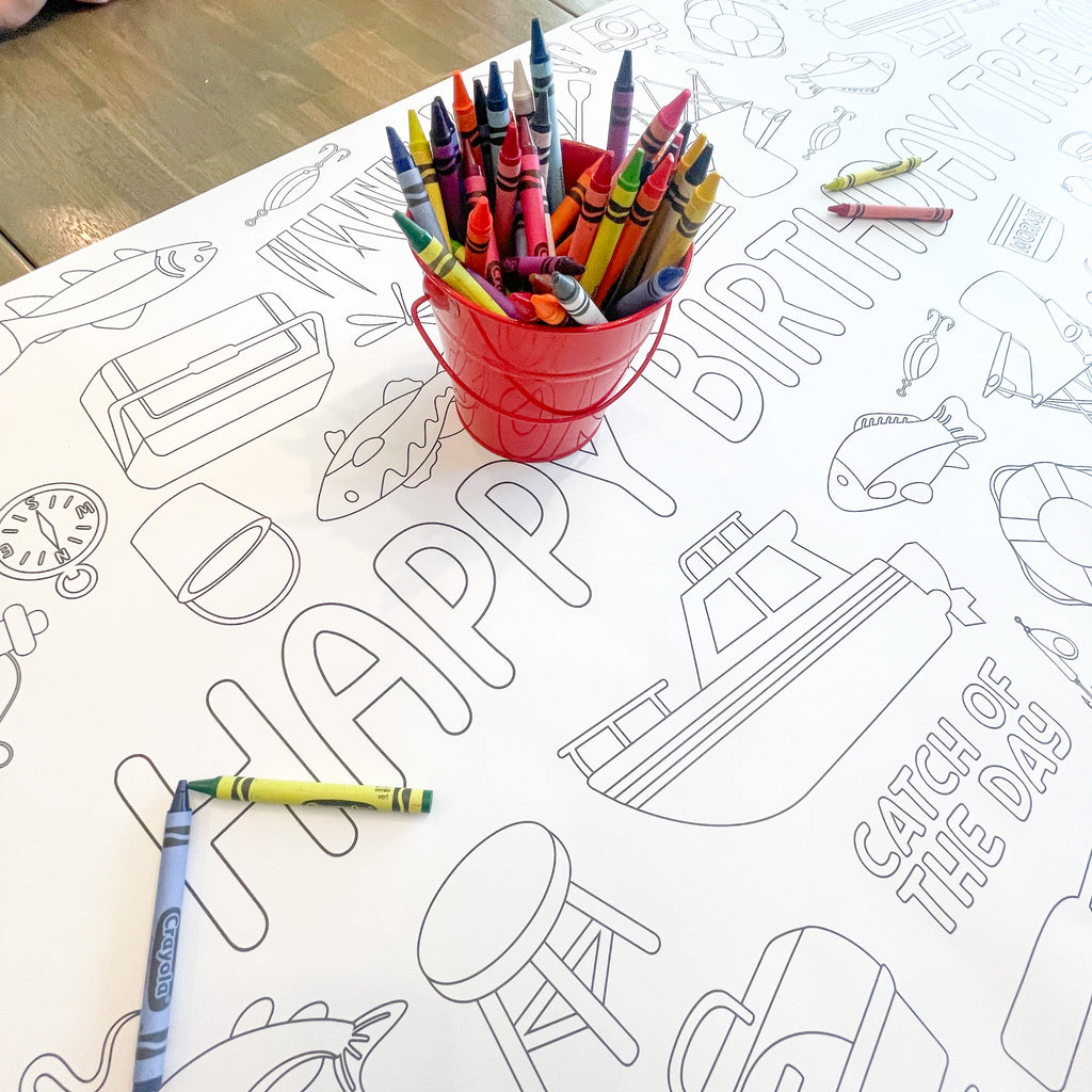 Fishing Coloring Table Runner| Fishing Party