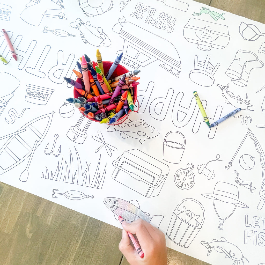 Fishing Coloring Table Runner| Fishing Party