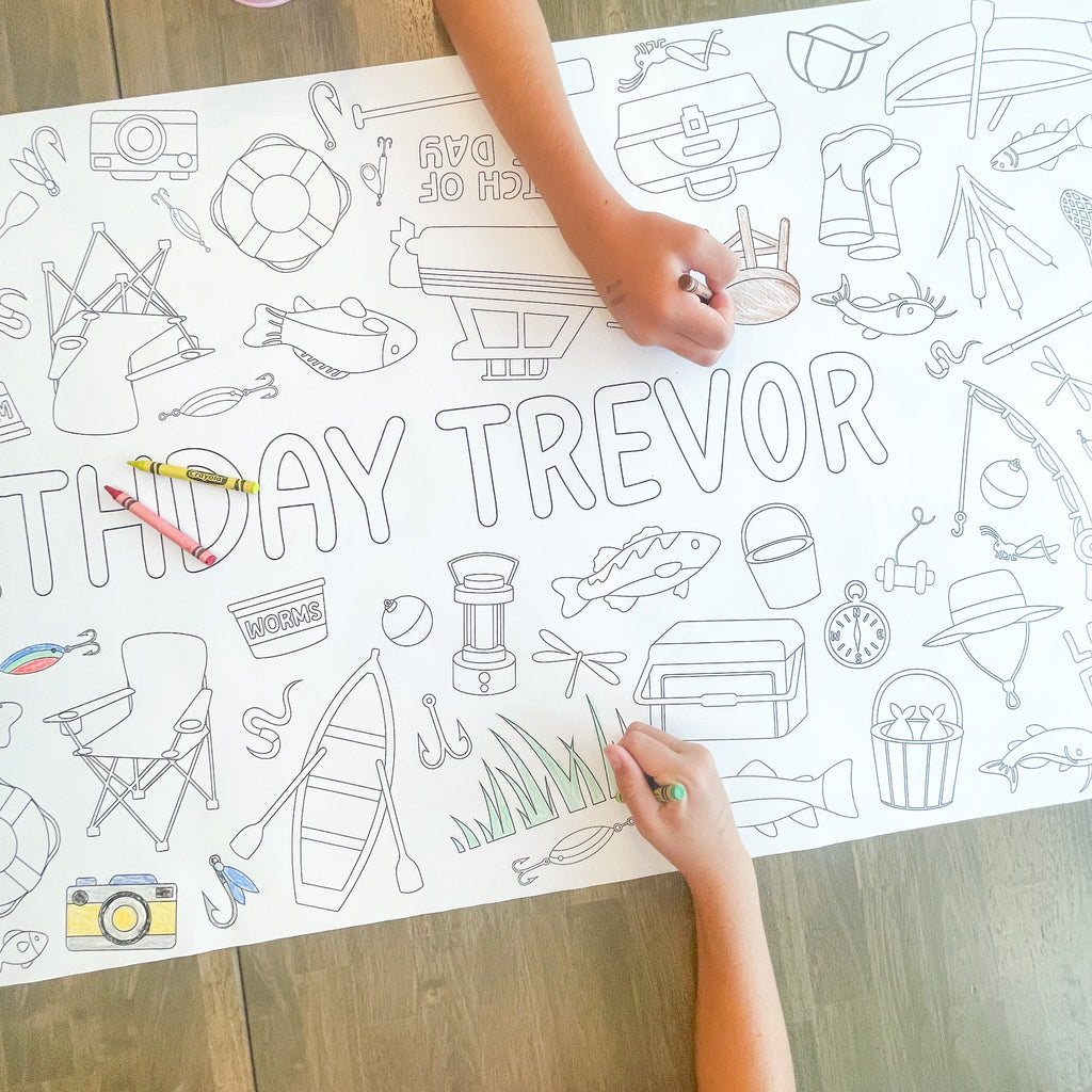 Fishing Coloring Table Runner| Fishing Party