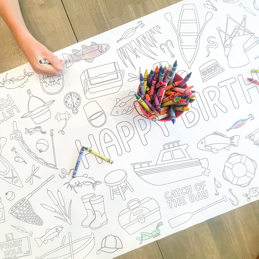 Fishing Coloring Table Runner| Fishing Party