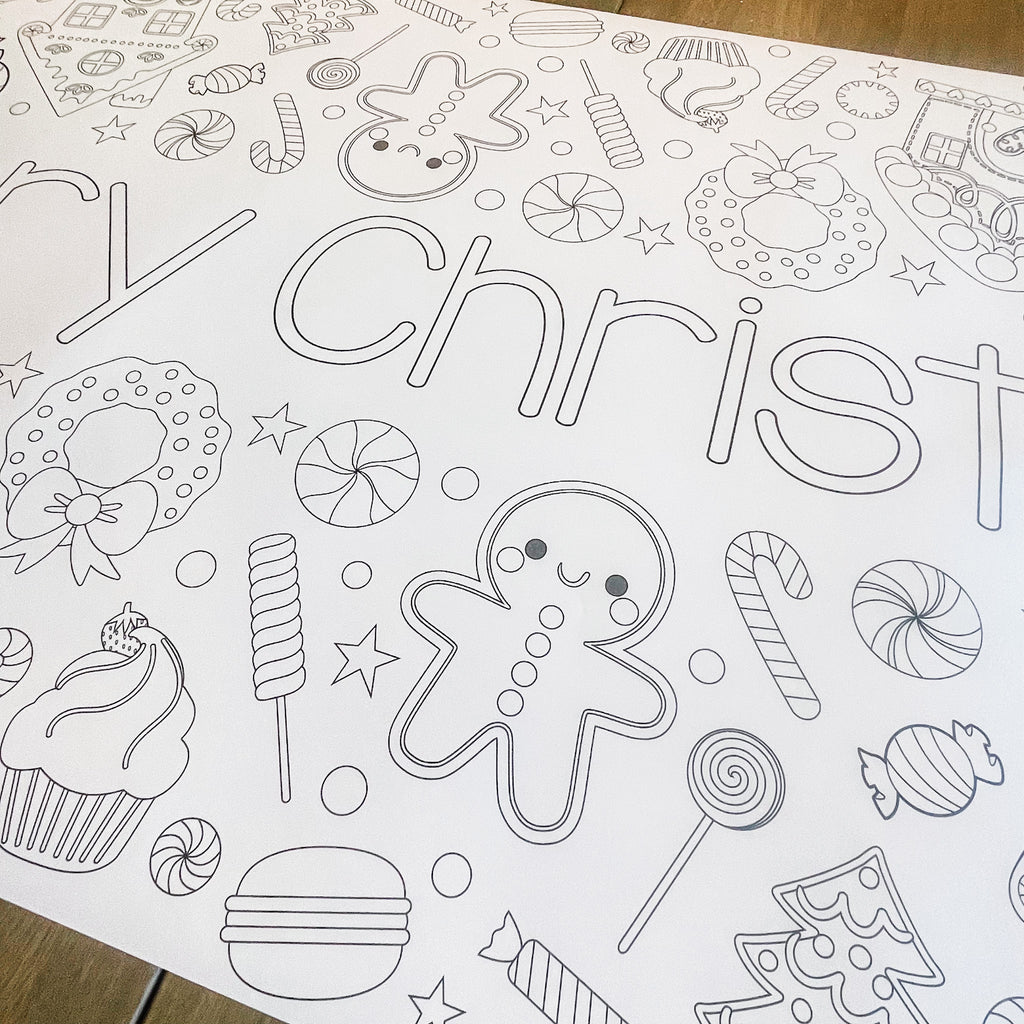 Gingerbread Party Coloring Table Runner | Christmas