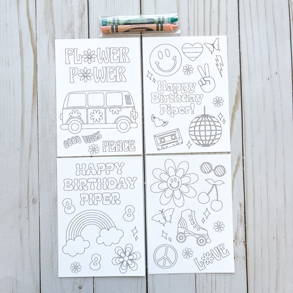 Personalized Groovy Coloring Party Favors| Groovy Party