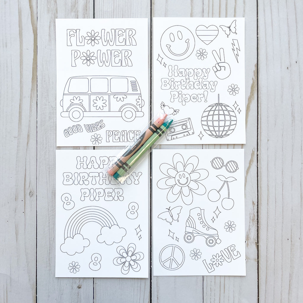 Personalized Groovy Coloring Party Favors| Groovy Party