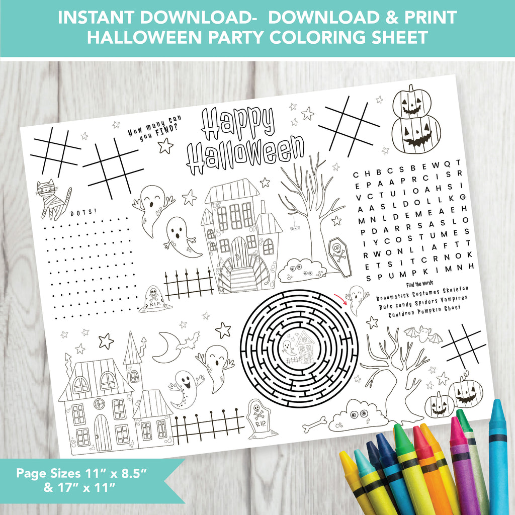 Halloween Party Coloring Printable | Halloween Party