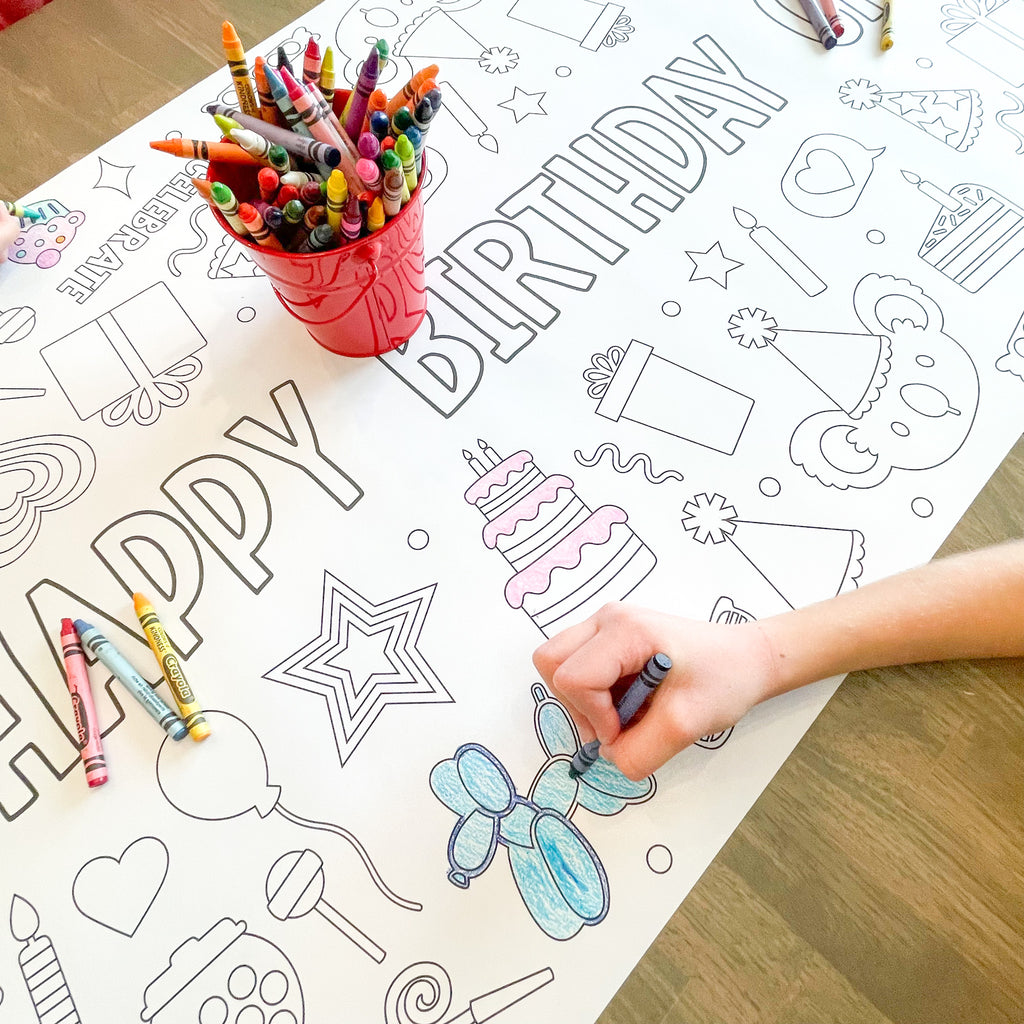 Happy Birthday Coloring Table Runner