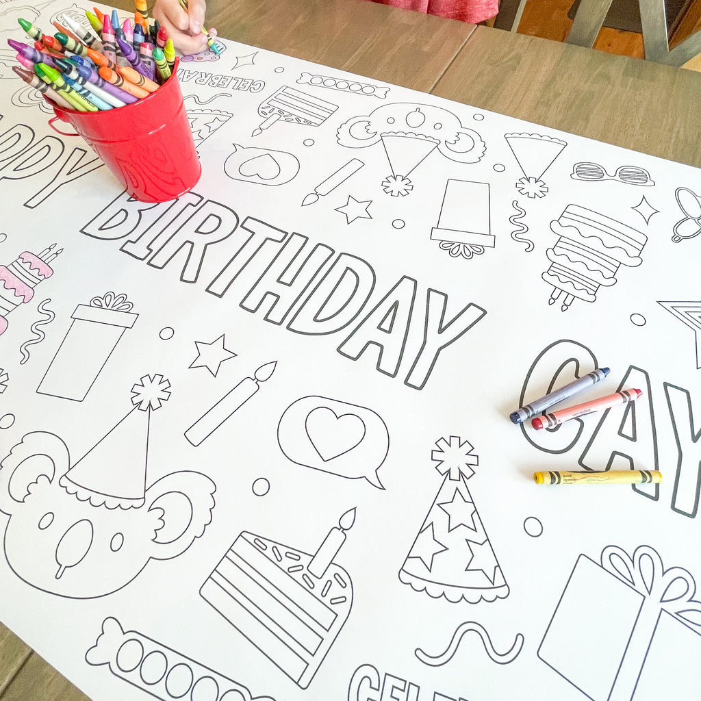 Happy Birthday Coloring Table Runner