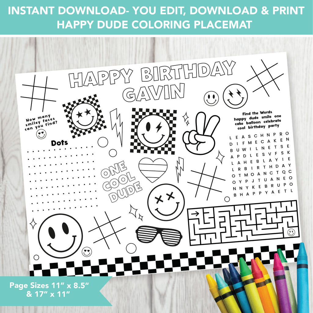 Editable Happy Dude Party Mat| Download
