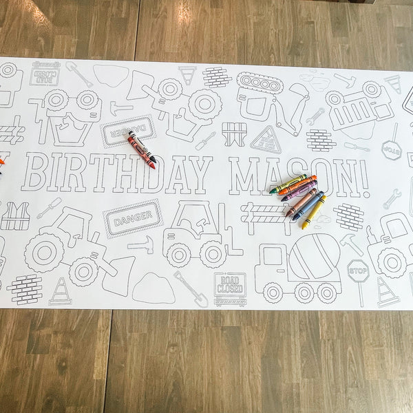 Construction Coloring Table Runner – Partyinapinch