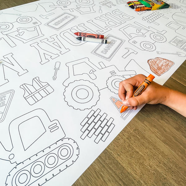 Construction Coloring Table Runner – Partyinapinch