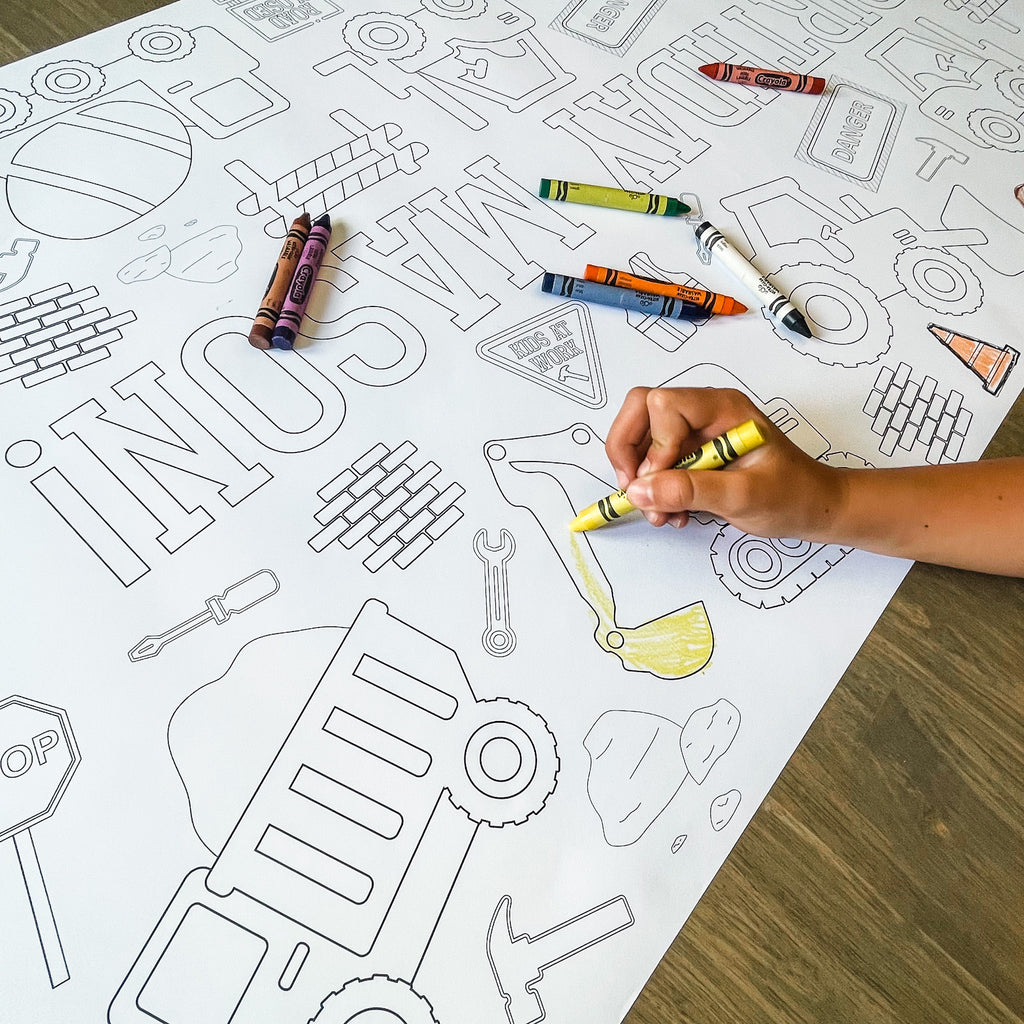 Construction Coloring Table Runner