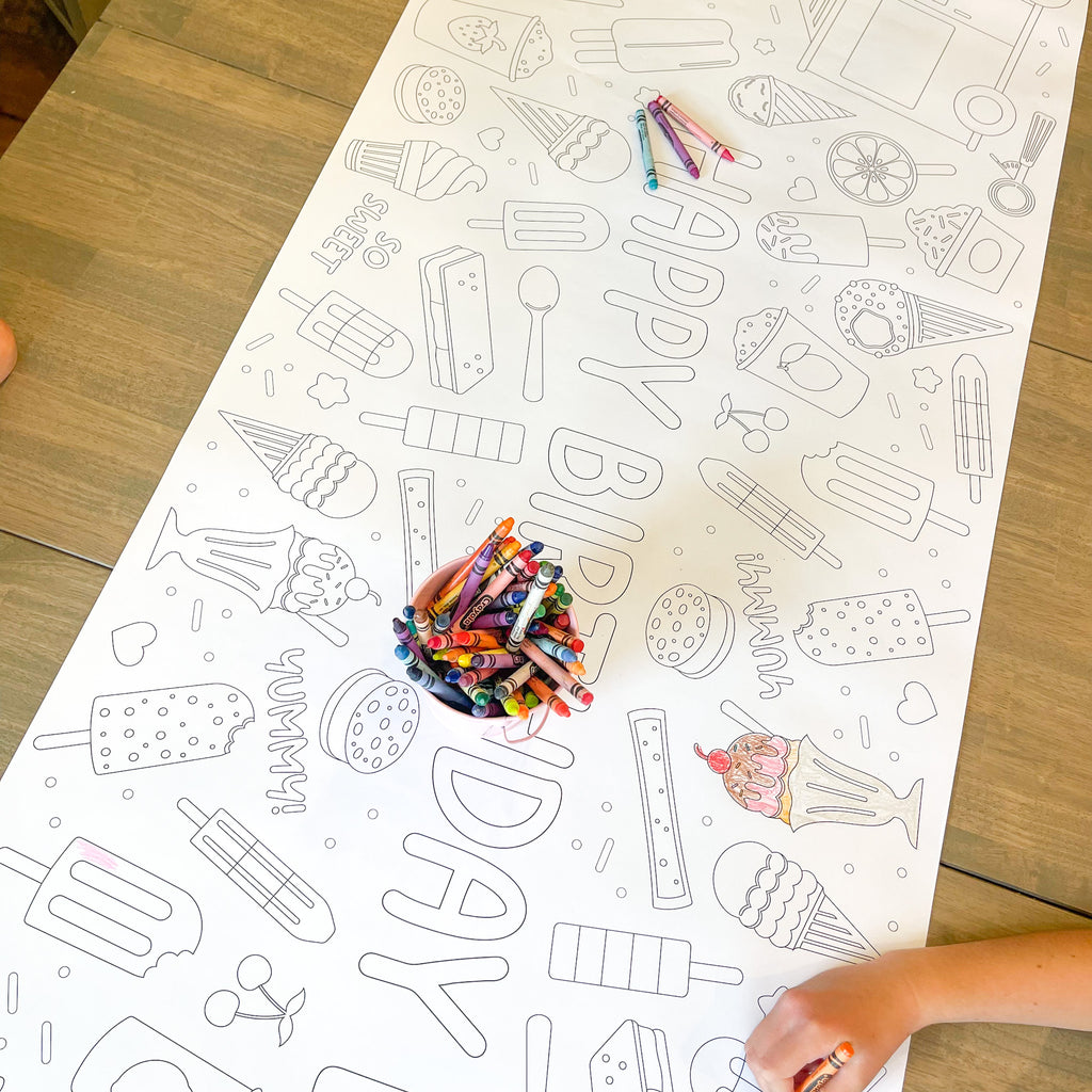 Ice Cream Party Coloring Table Runner| Ice Cream Party