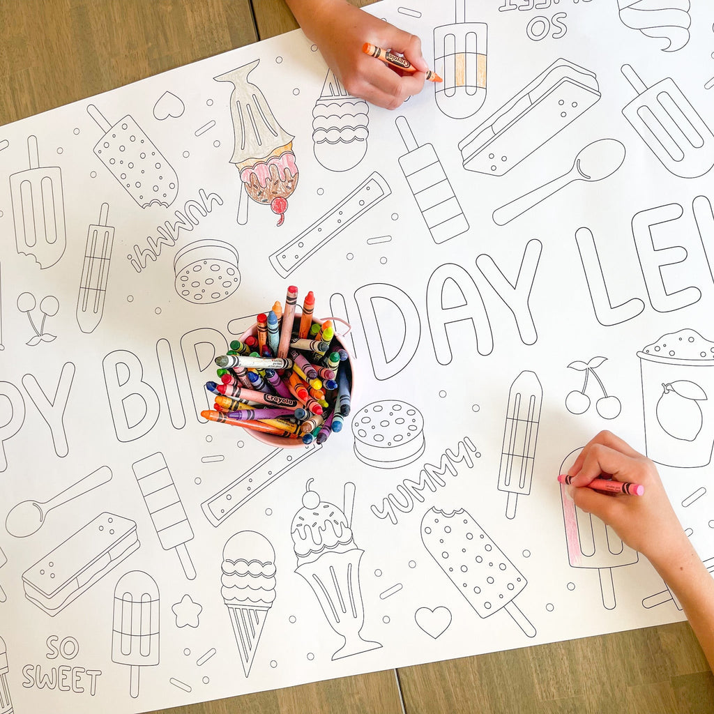 Ice Cream Party Coloring Table Runner| Ice Cream Party