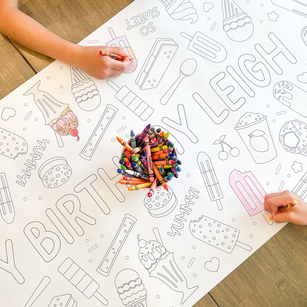 Ice Cream Party Coloring Table Runner| Ice Cream Party