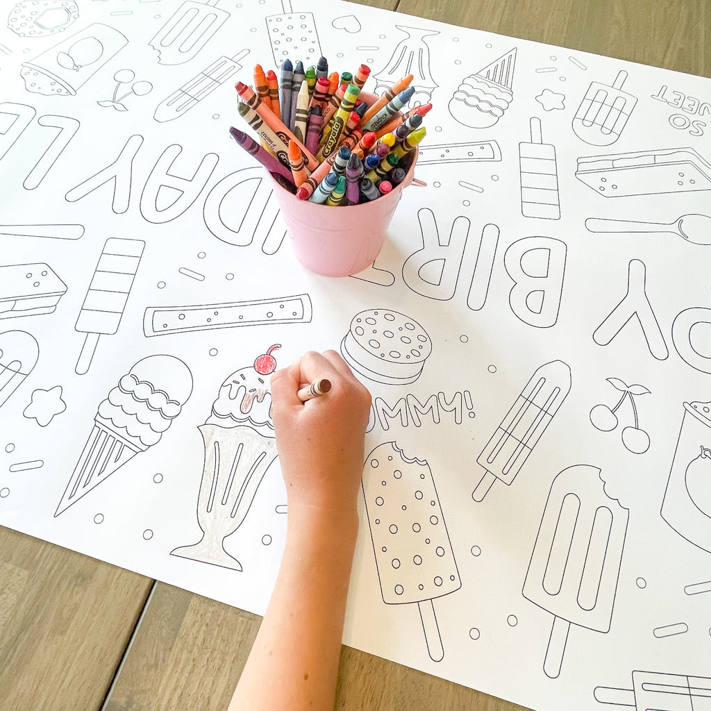 Ice Cream Party Coloring Table Runner| Ice Cream Party