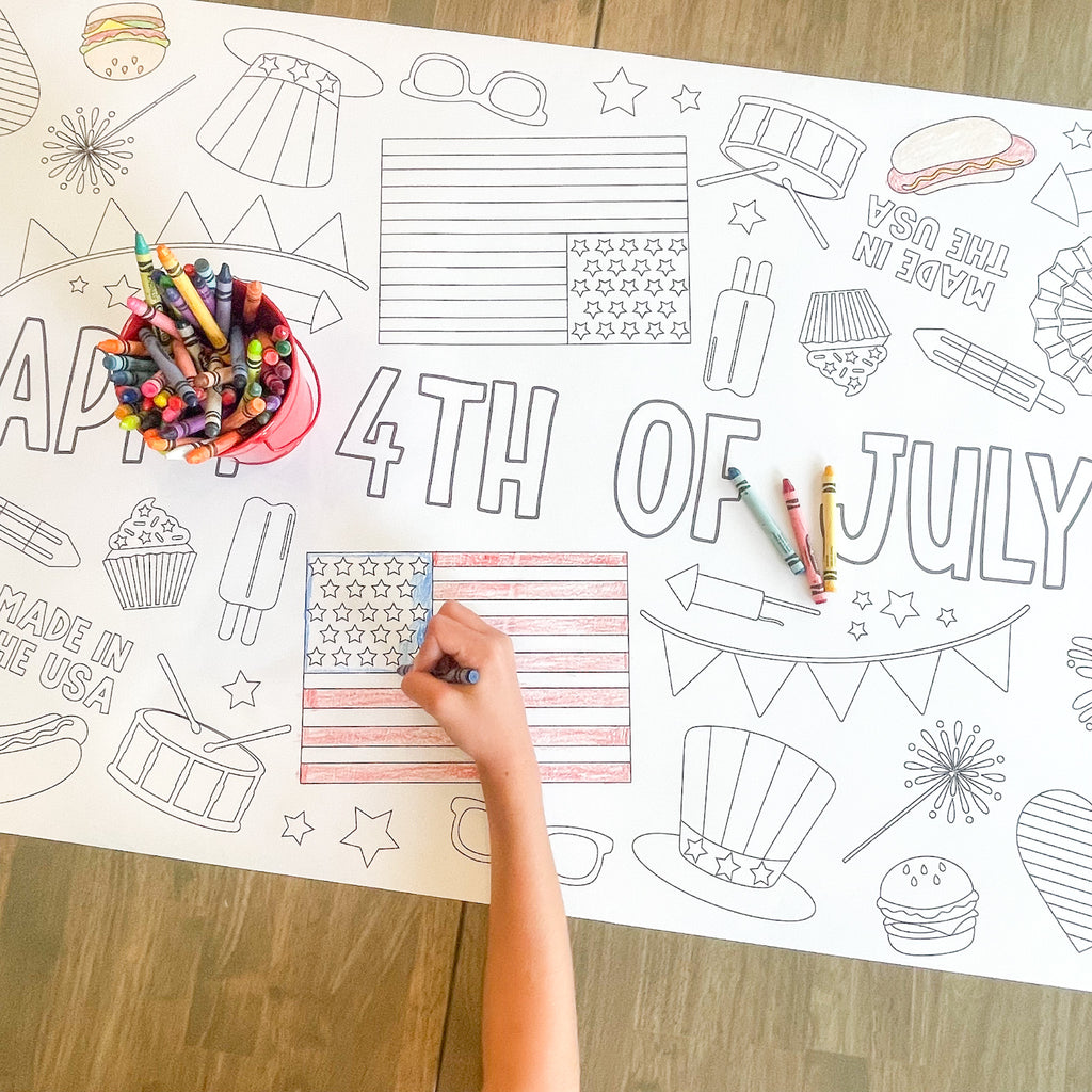 July 4th Party Coloring Table Runner| Summer