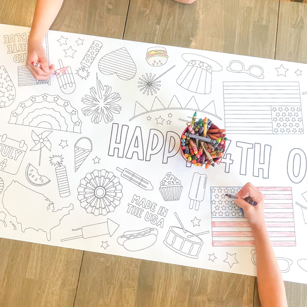 July 4th Party Coloring Table Runner| Summer