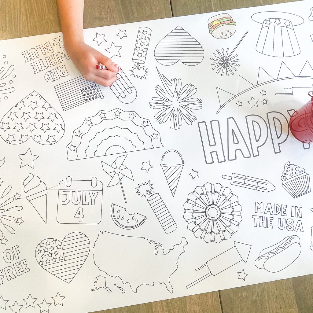 July 4th Party Coloring Table Runner| Summer