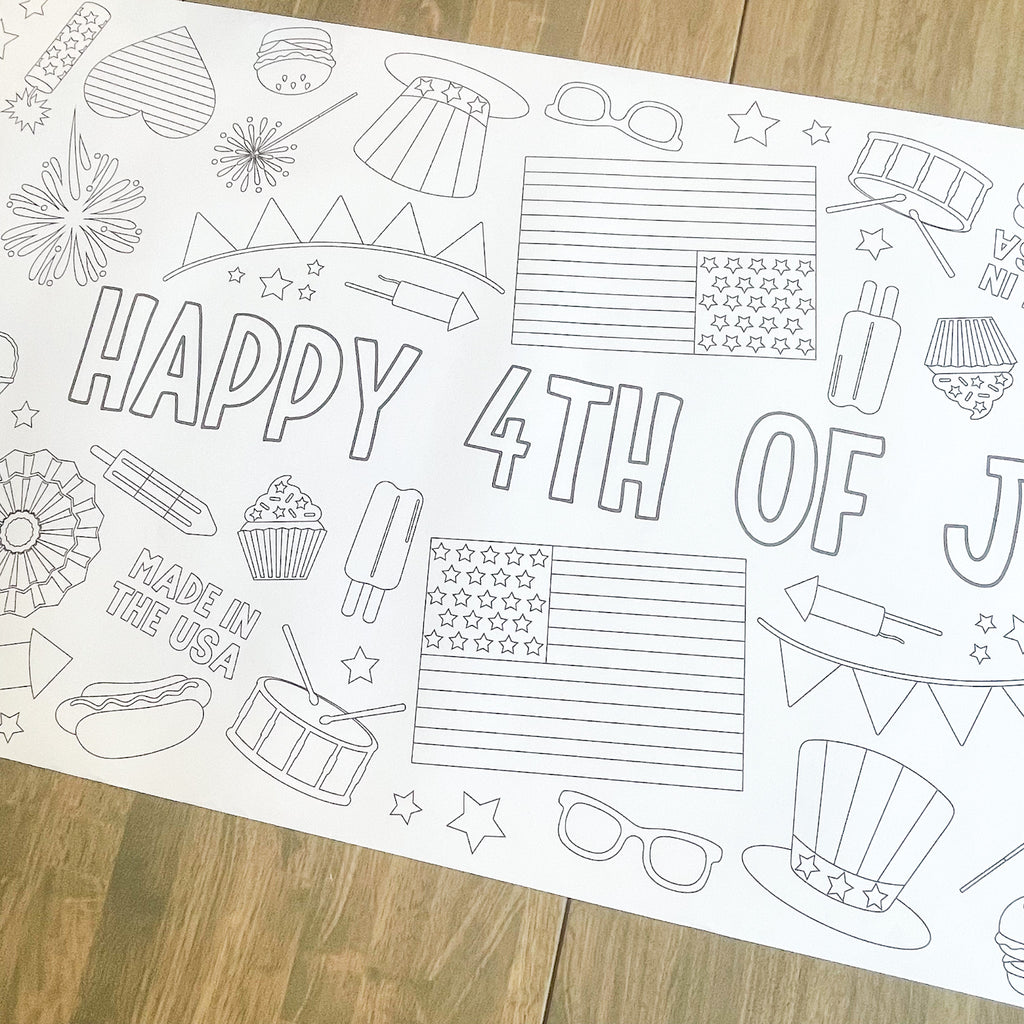 July 4th Party Coloring Table Runner| Summer