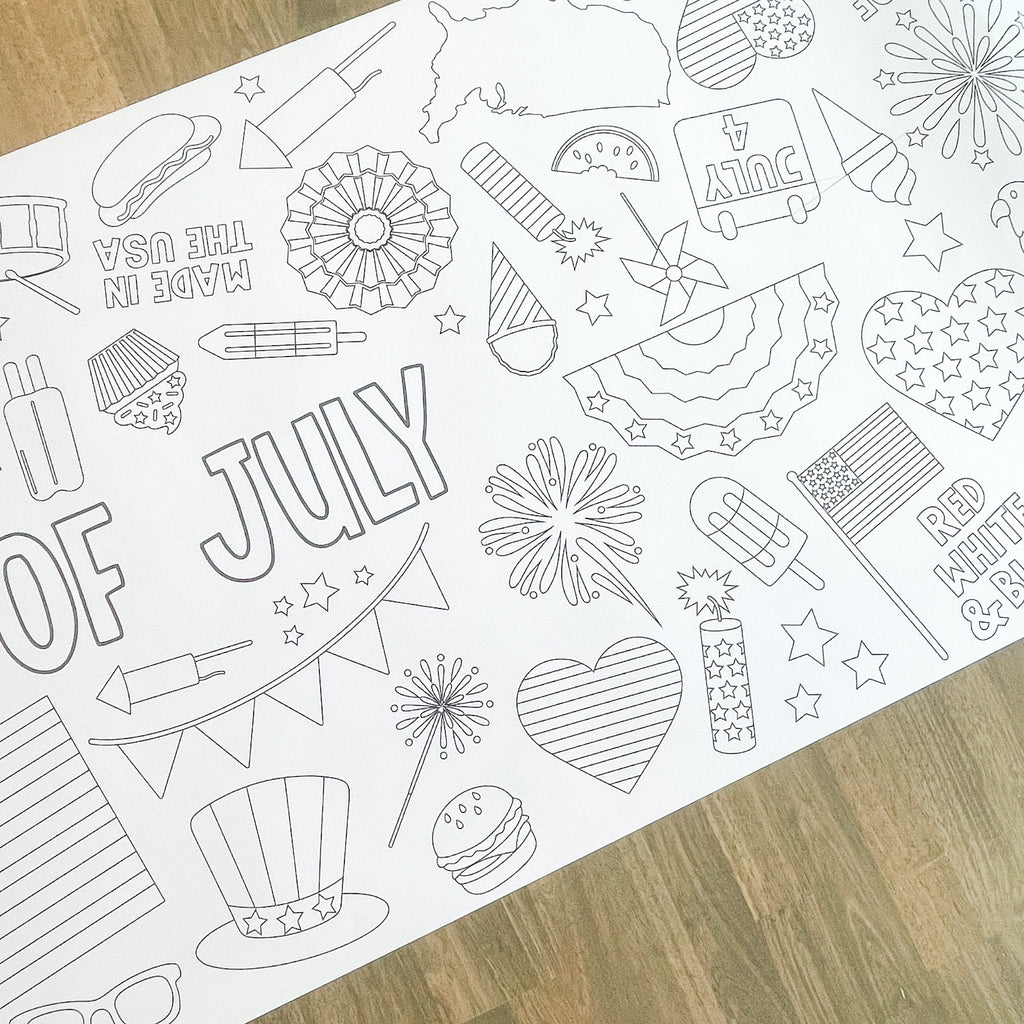 July 4th Party Coloring Table Runner| Summer