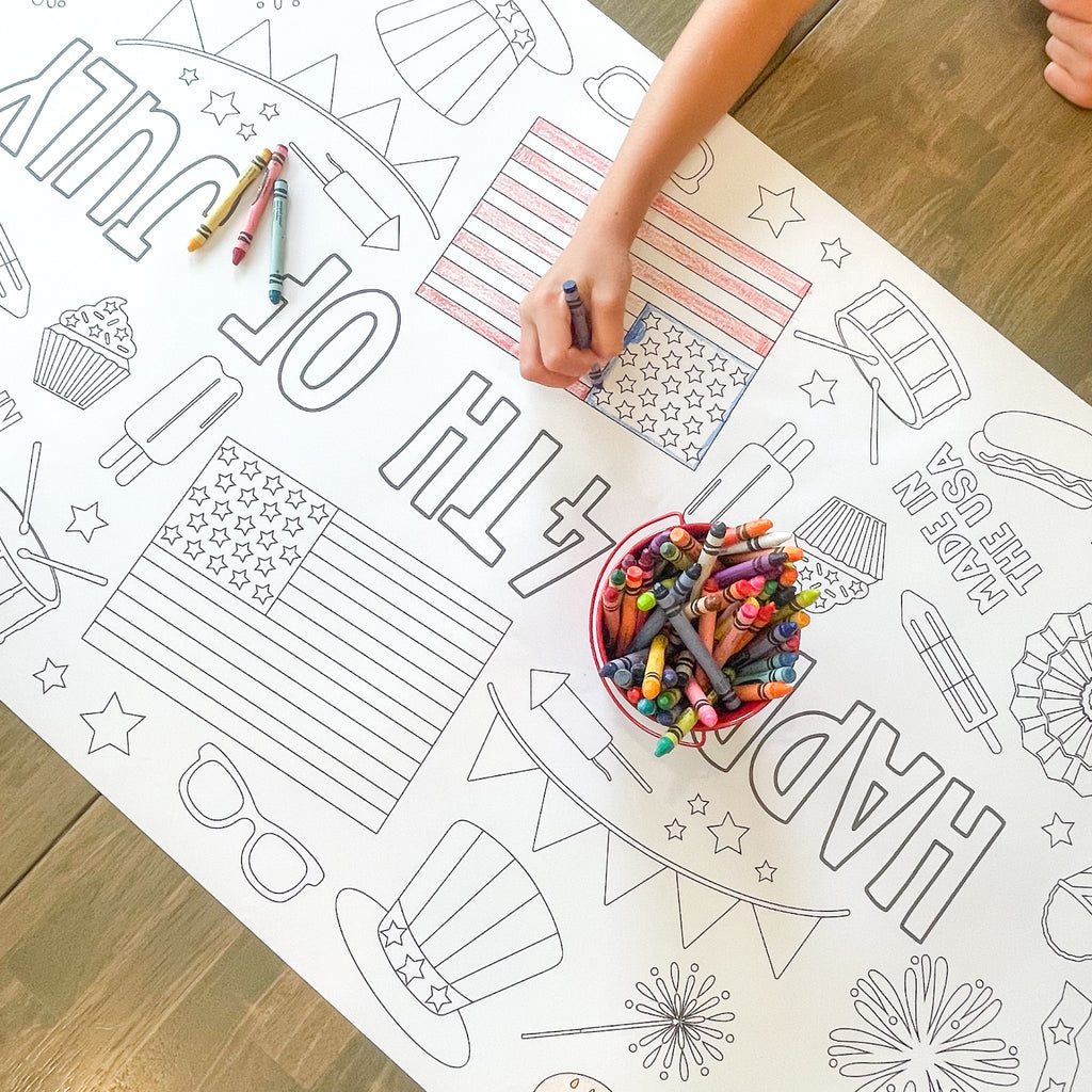 July 4th Party Coloring Table Runner| Summer