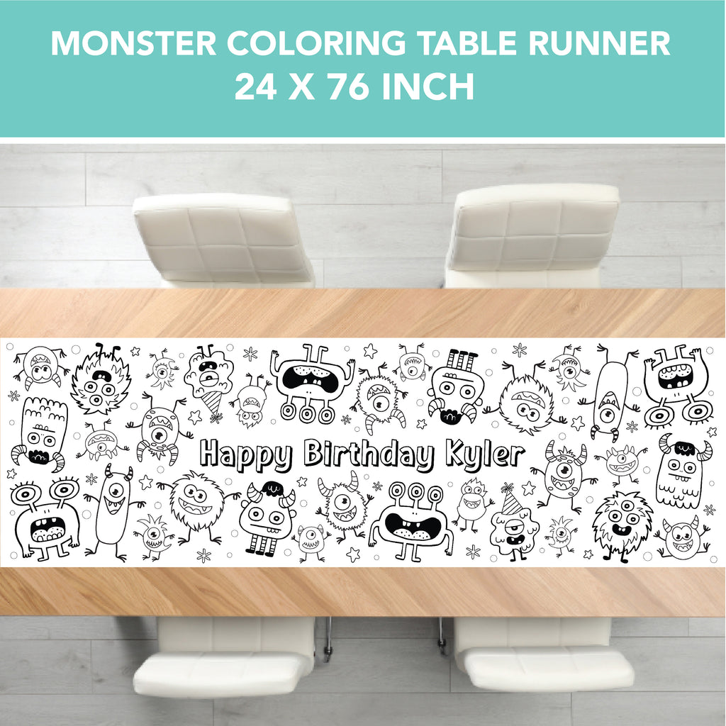 Monster Coloring Table Runner| Monster Party
