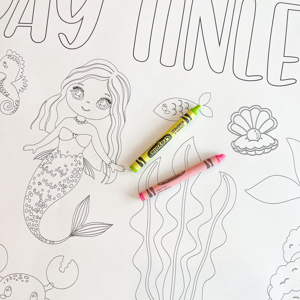 Mermaid Party Coloring Table Runner| Mermaid Party