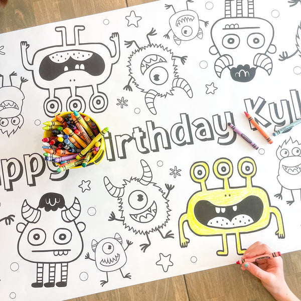 Monster Coloring Table Runner| Monster Party – Partyinapinch
