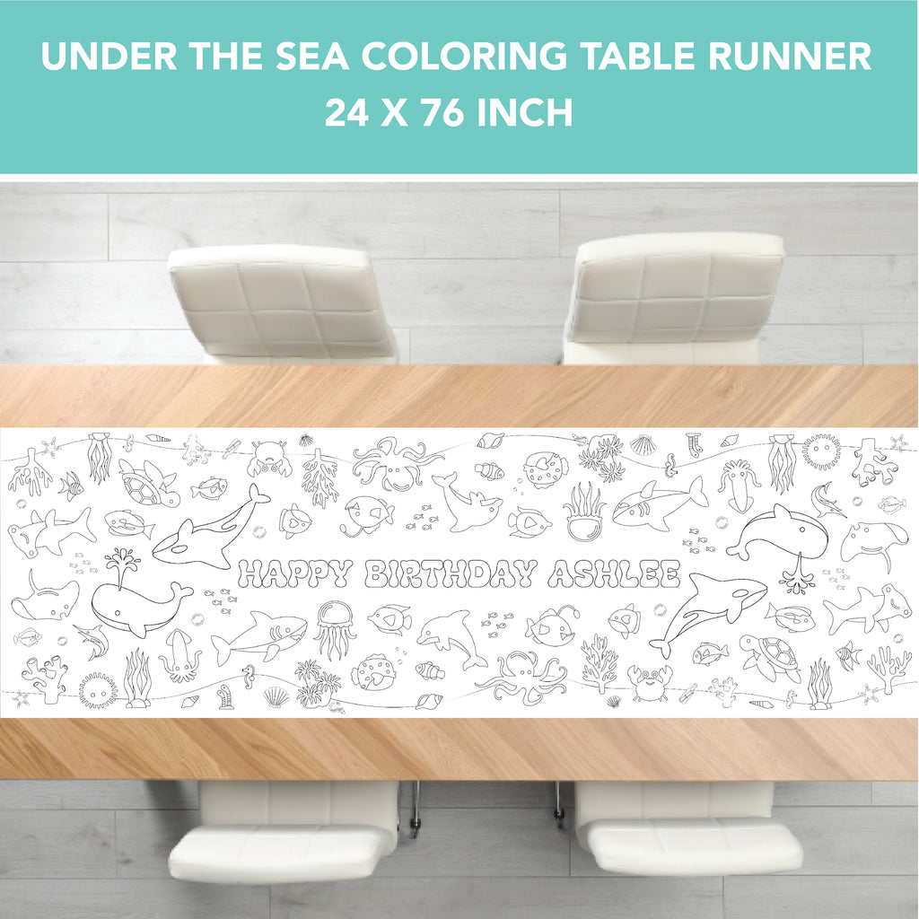 Under the Sea Coloring Table Runner| Ocean Party