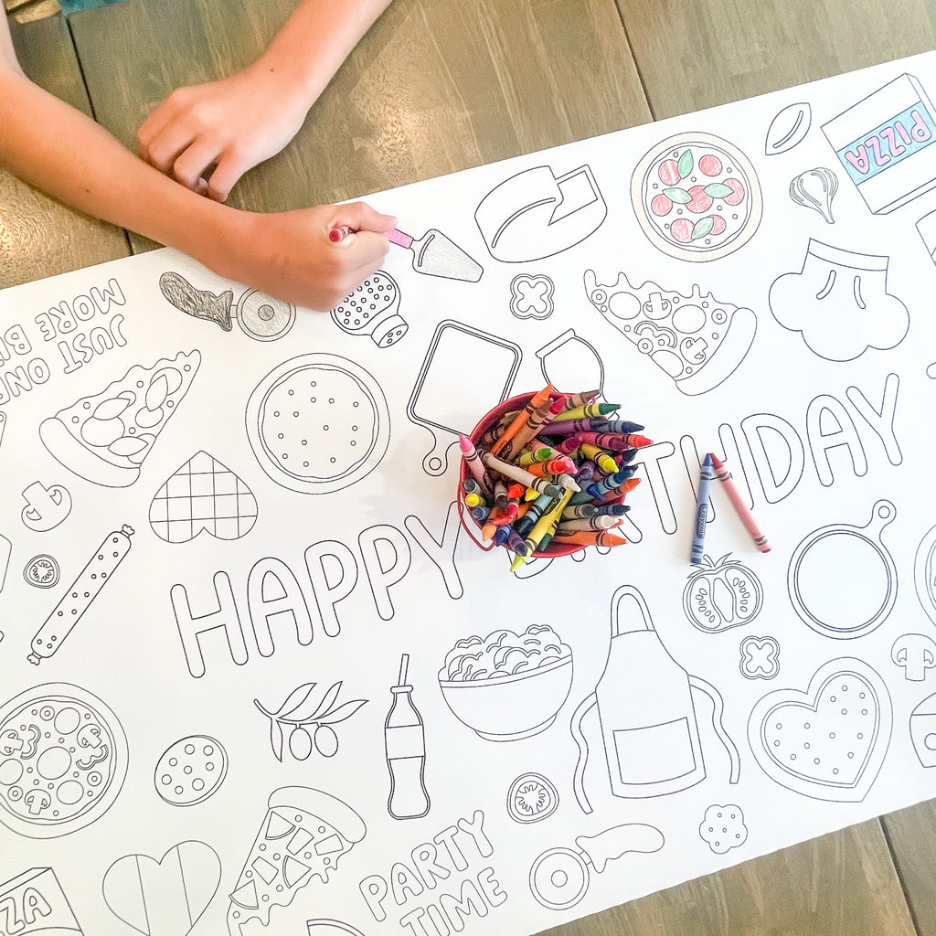 Pizza Coloring Table Runner| Pizza Party