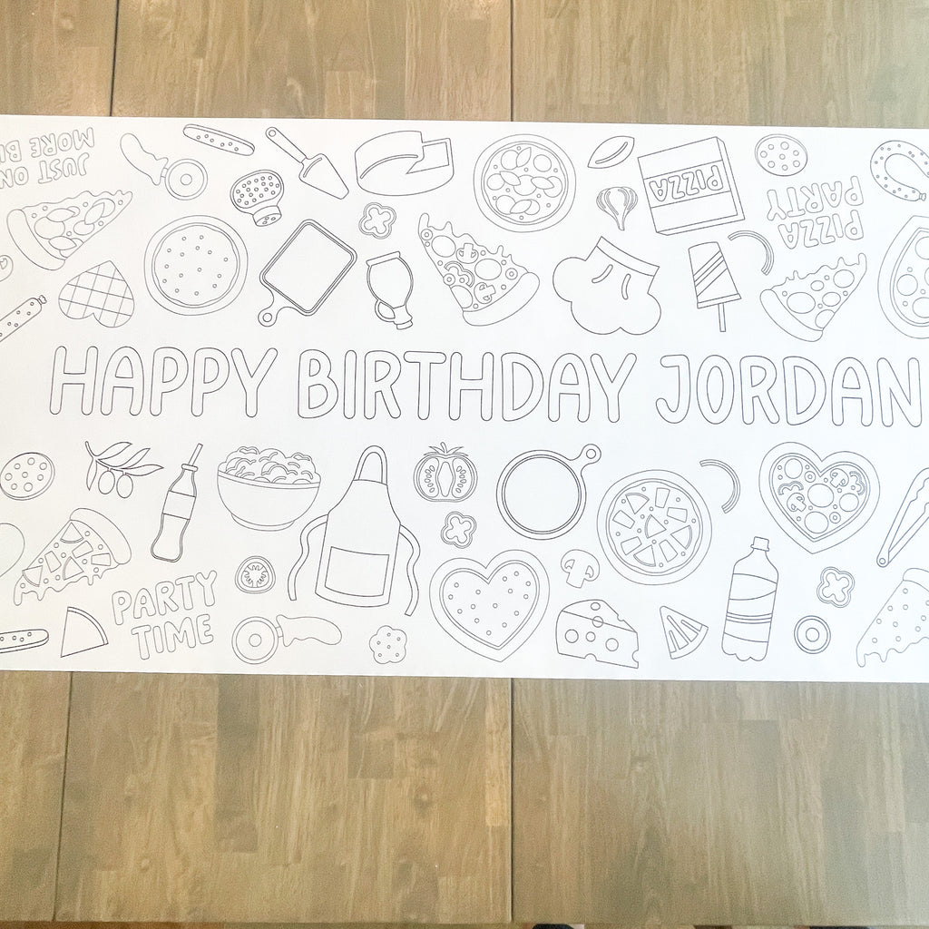 Pizza Coloring Table Runner| Pizza Party