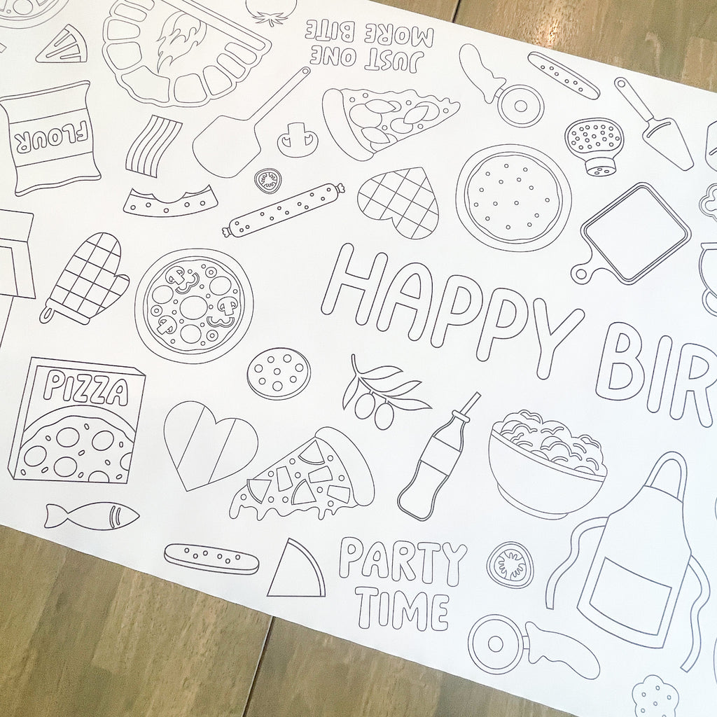 Pizza Coloring Table Runner| Pizza Party
