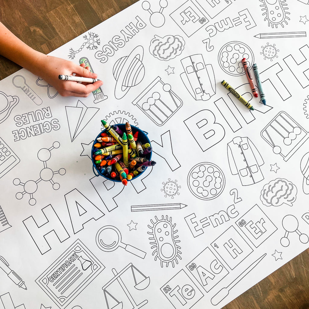 Science Coloring Table Runner| Science Party