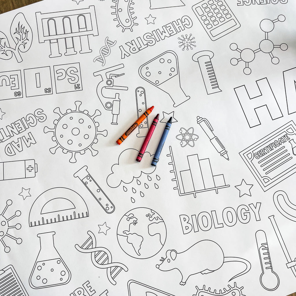 Science Coloring Table Runner| Science Party