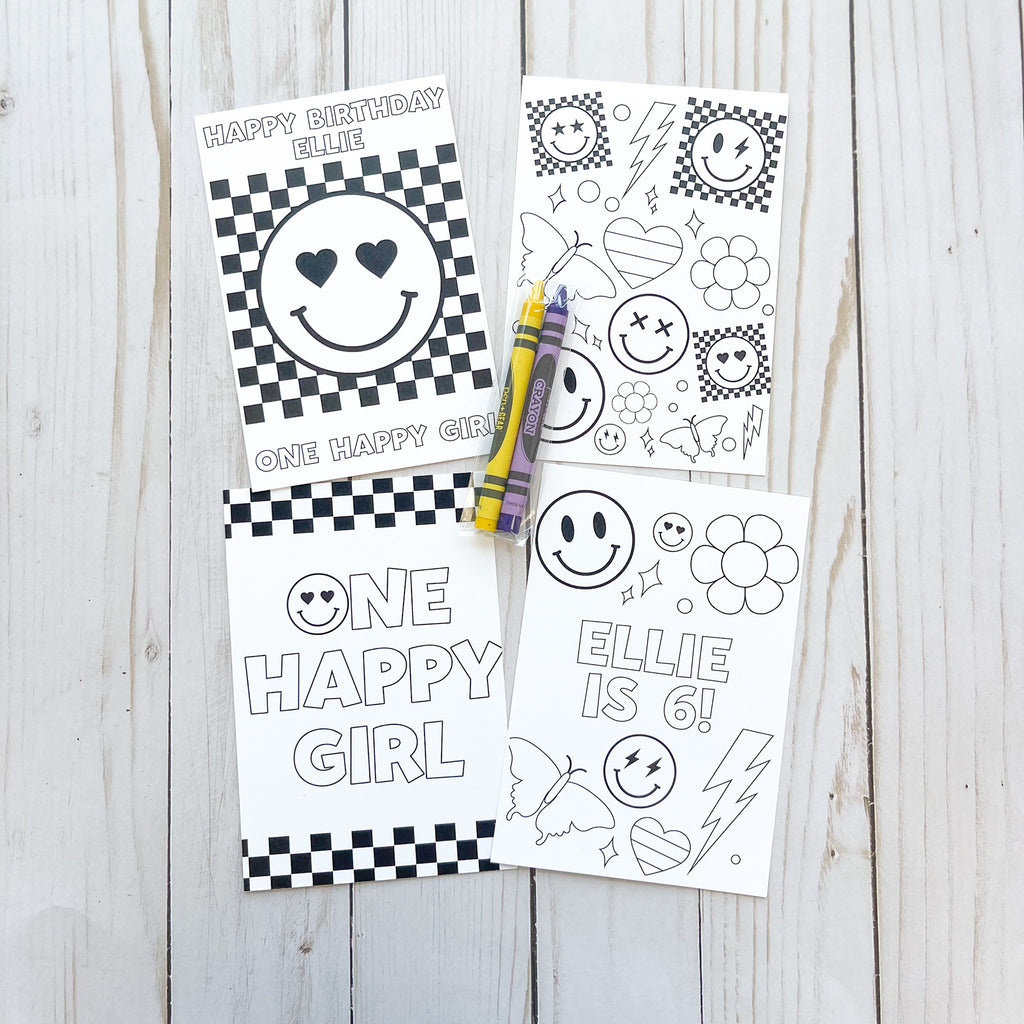 Personalized Smiley Coloring Party Favors