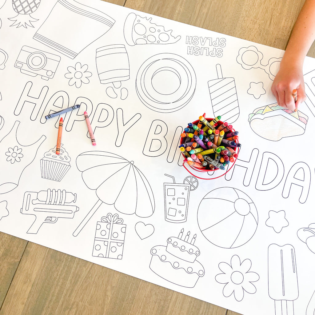 Summer Pool Party Coloring Table Runner