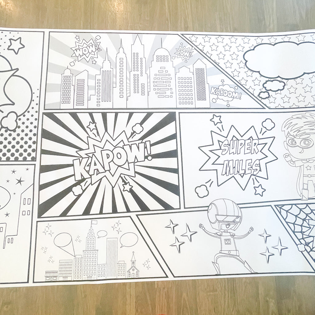 Superhero Coloring Table Runner