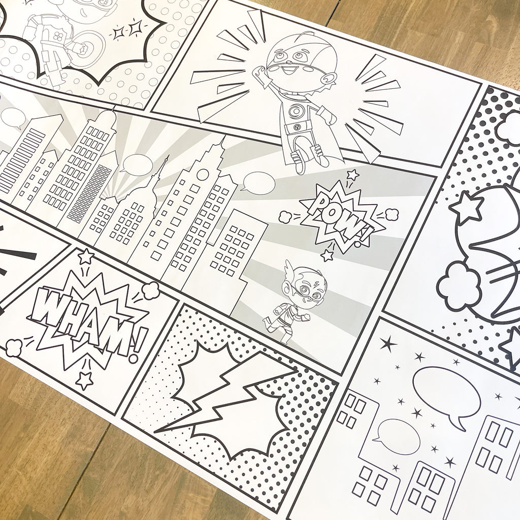 Superhero Coloring Table Runner