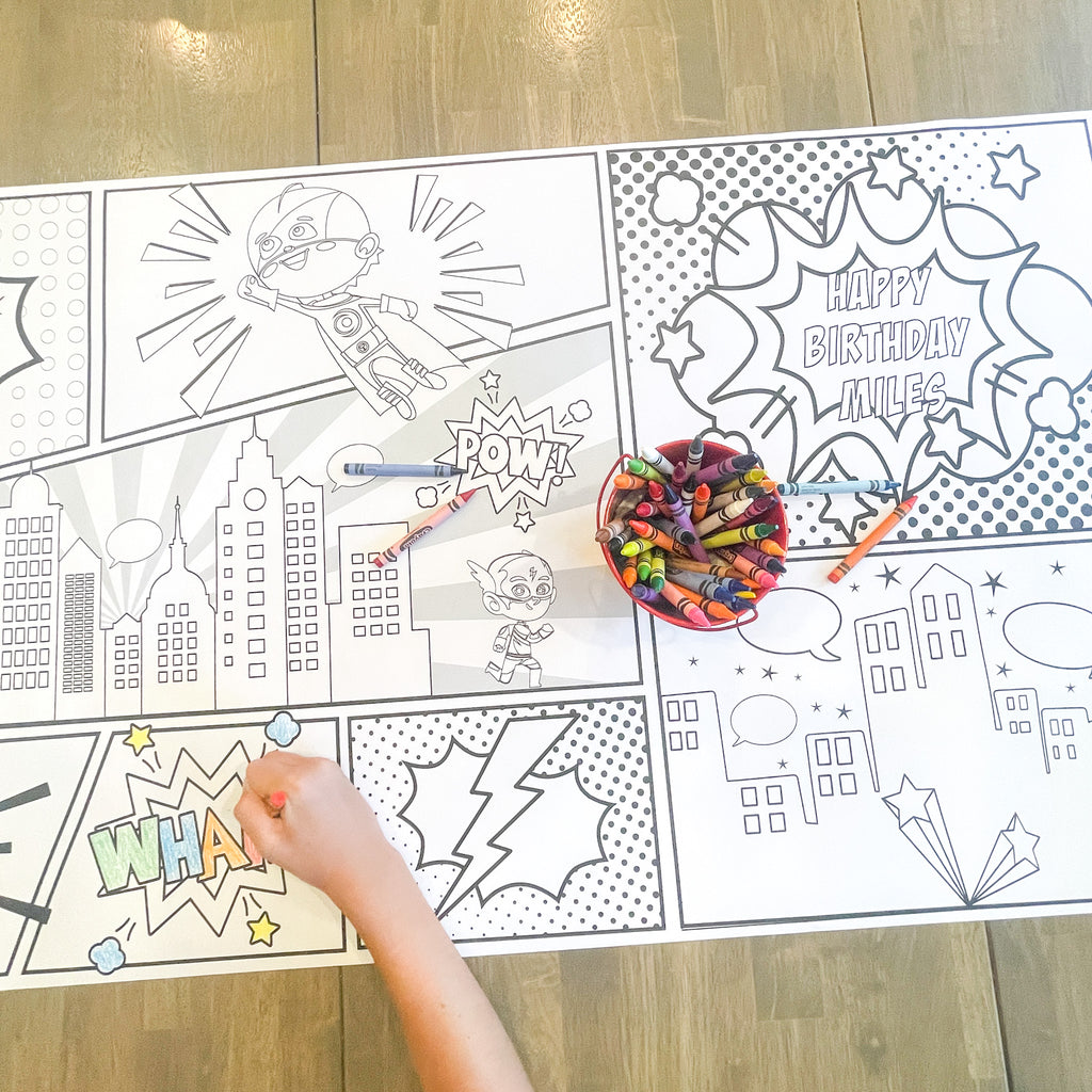 Superhero Coloring Table Runner