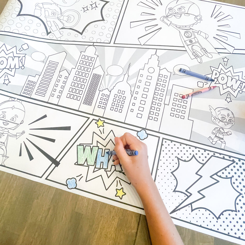 Superhero Coloring Table Runner