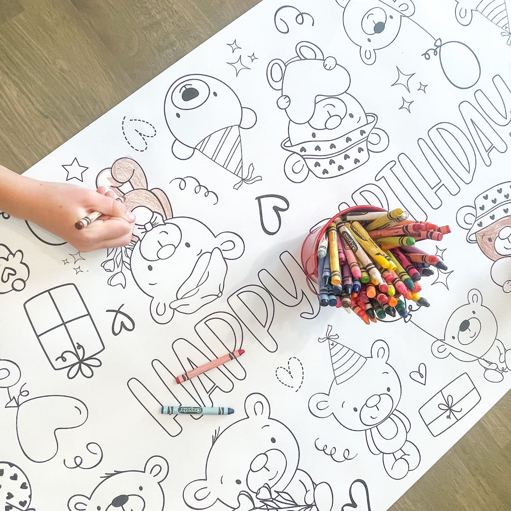 Teddy Bear Coloring Table Runner| Bear Party