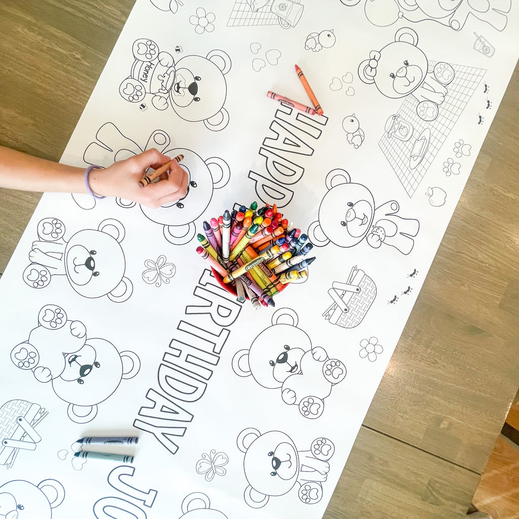 Teddy Bear Picnic Coloring Table Runner| Bear Party