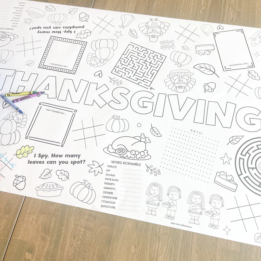 Thanksgiving Activity Coloring Table Runner | Thanksgiving